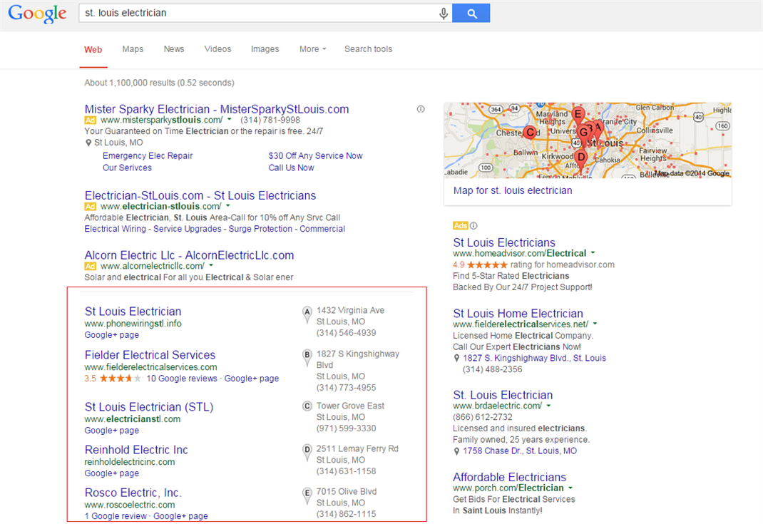What is the difference between organic and local search?